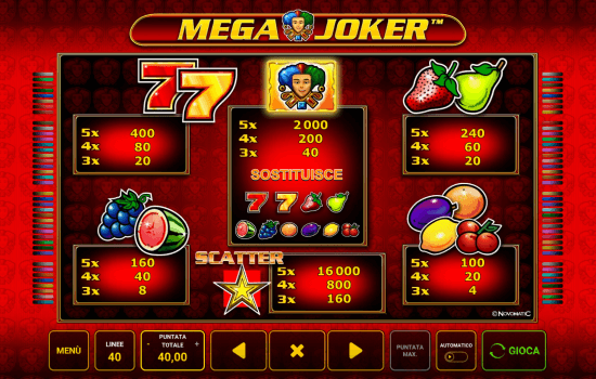 Mega Joker Slot Machine Simboli